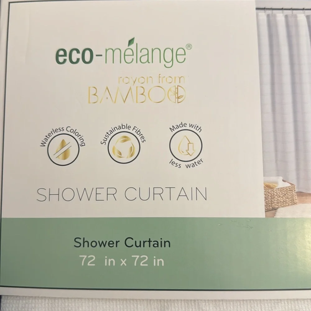 Eco-mélange Bamboo Shower Curtain - Waterless Coloring - Sustainable Fibers